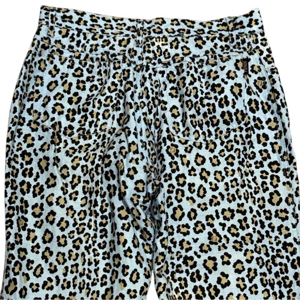 Fendi Vintage Leopard Print Pants Blue/Black/Gold Women’s - Picture 6 of 15